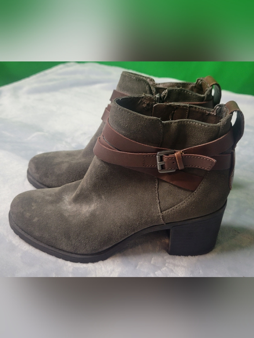 Sam Edelman Hannah Suede Ankle Boot Gray Buckle Strap Women Size 7